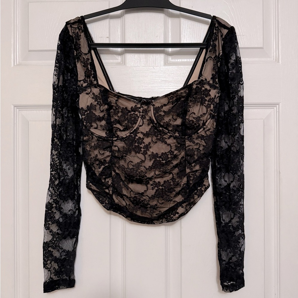 Forever 21 Black Lace Knit Blouse